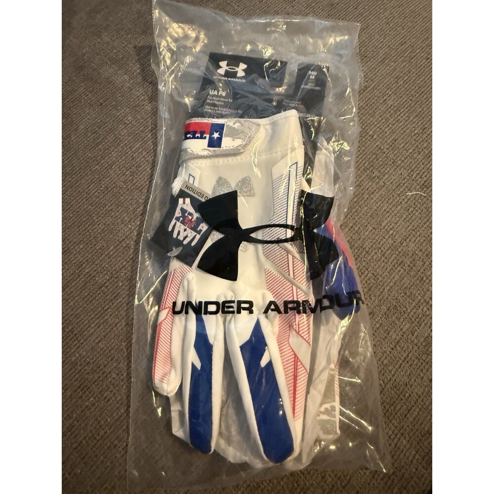 Under Armour UA F8 Football Gloves MD USA Flag Limited Edition GlueGrip New - Picture 2 of 5
